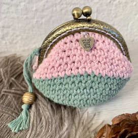 Vintage clasp coin purse – mint green – Small flower