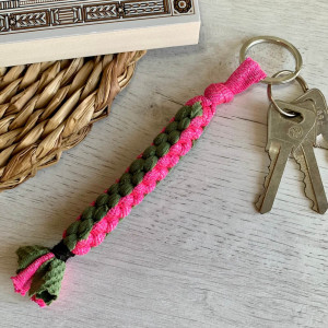 Porte-clés Scoubidou - Rose Irisé