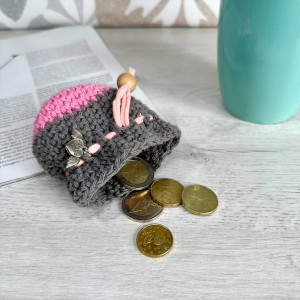 Coin pouch bag bicolor - sliding cord