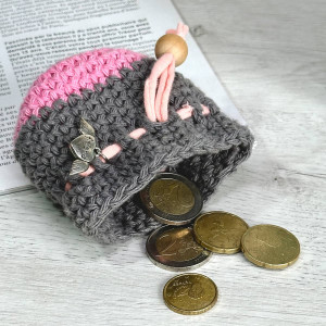 Coin pouch bag bicolor - sliding cord