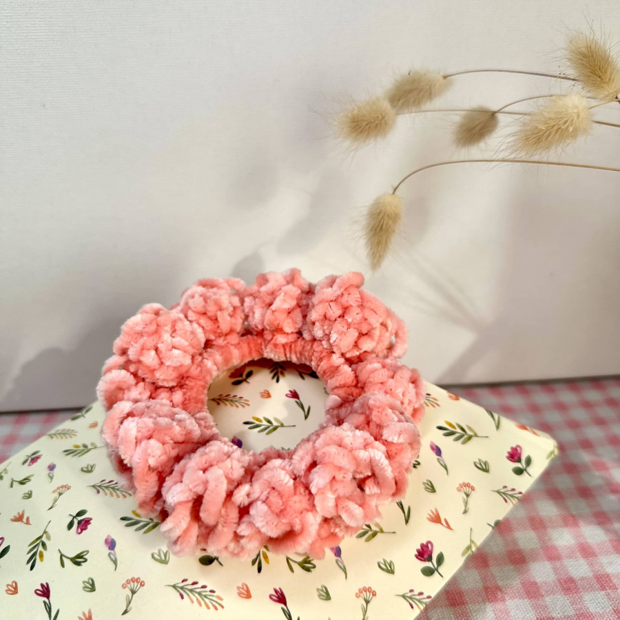 Large, soft velvet scrunchie for hair