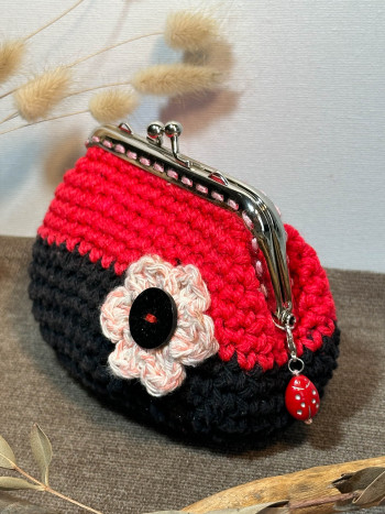 Monedero grande - rojo y negro