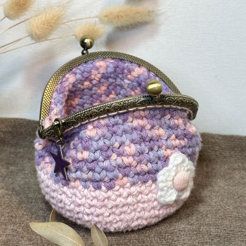 Porte-monnaie vintage - Lila et rose