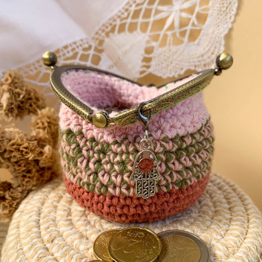 Monedero Terracotta - Rayas de colores - Mano de Fátima