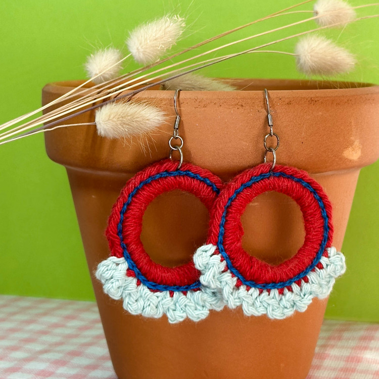 "Donut" red  earrings - Stainless steel