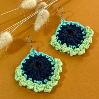 Boucles d'oreille plume de paon - Acier inoxydable