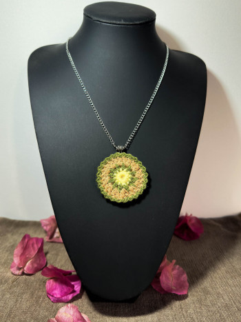 Mandala Necklaces - various colors - stainless steel chain