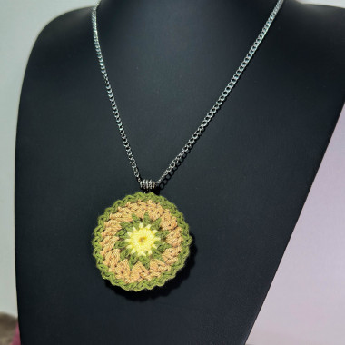 Mandala Necklaces - various colors - stainless steel chain