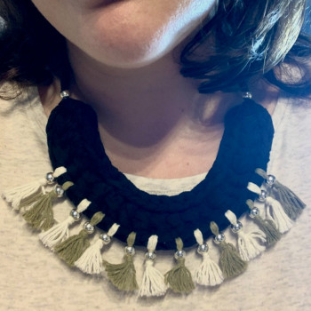 Ethnic tassel bib necklace