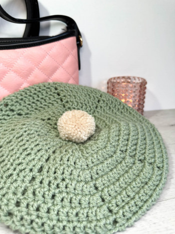 Béret en laine vert menthe pour femme – taille unique