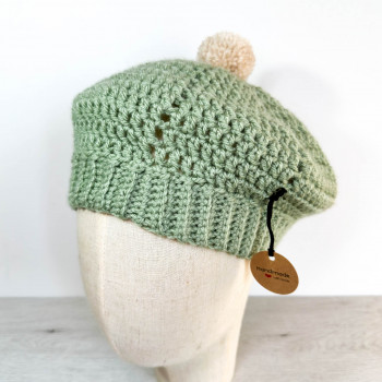 Béret en laine vert menthe pour femme – taille unique