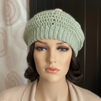 Boina de lana verde menta para mujer