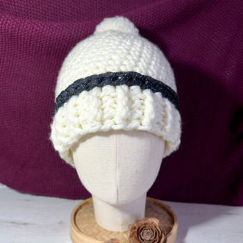 Gorro blanco de lana para mujer - talla única
