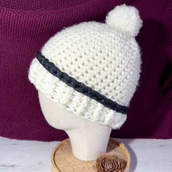 Bonnet blanc en laine pour femme - taille unique