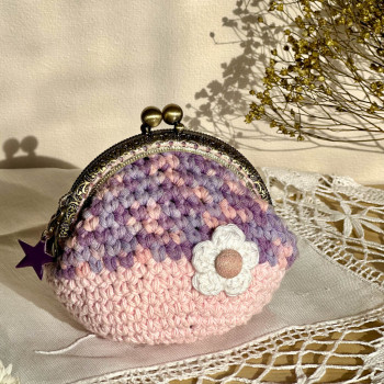 Porte-monnaie vintage avec fleur - fermoir clic clac