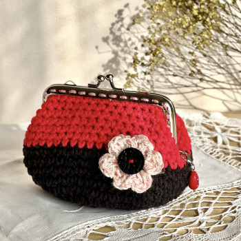 Monedero grande - rojo y negro