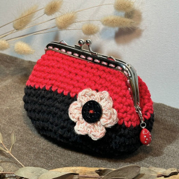 Monedero grande - rojo y negro