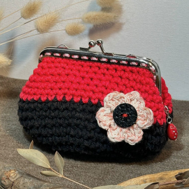 Monedero grande - rojo y negro