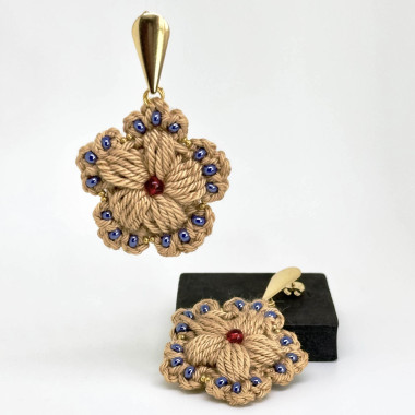 Pendientes Flor con toques azules
