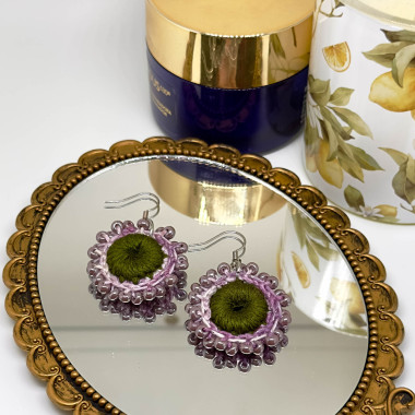 Boucles d’oreilles Fleur de Rosée – perles en verre, bijou lumineux pour femme