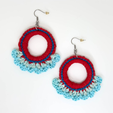 Red and blue circle earrings – Stainless steel hooks