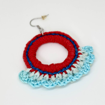 Red and blue circle earrings – Stainless steel hooks