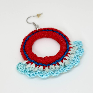 Red and blue circle earrings – Stainless steel hooks