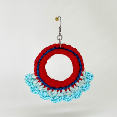 Red and blue circle earrings – Stainless steel hooks