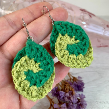 Two-tone earrings – Spiral leaves – stainless steel hooks
