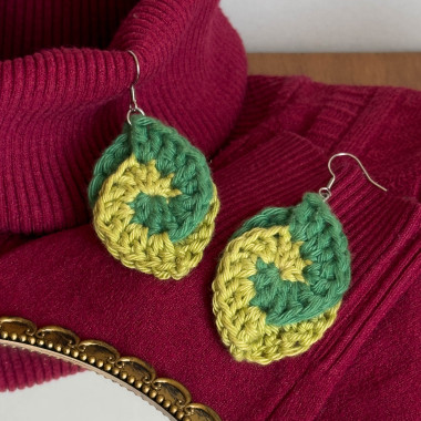 Pendientes bicolores - Hojas en espiral - ganchos de acero inoxidable