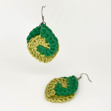 Two-tone earrings – Spiral leaves – stainless steel hooks
