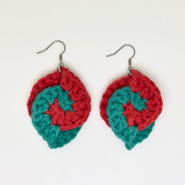 Pendientes bicolores - Hojas en espiral - ganchos de acero inoxidable