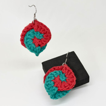 Two-tone earrings – Spiral leaves – stainless steel hooks