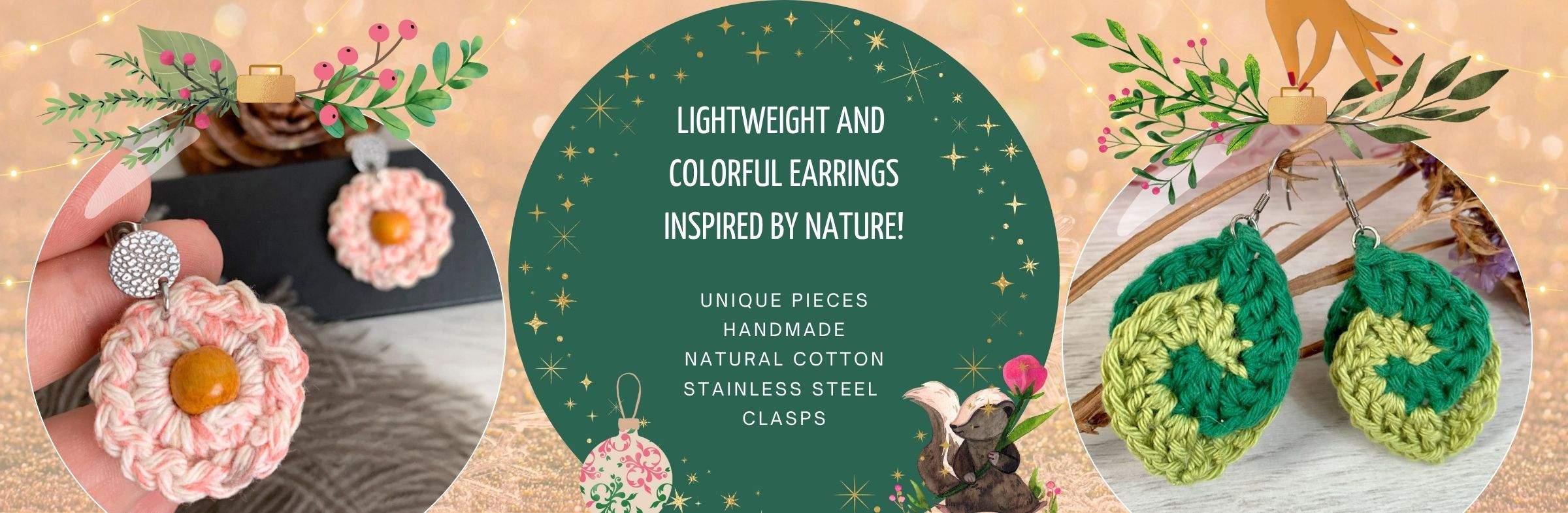 Exclusive, colorful earrings in hypoallergenic stainless steel